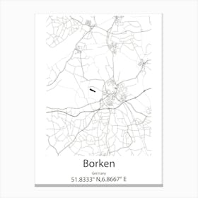 Borken,Germany Minimalist Map Canvas Print