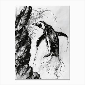 Emperor Penguin Diving Into The Water 1 Canvas Print