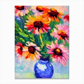 Echinacea Floral Abstract Block Colour 2 Flower Canvas Print