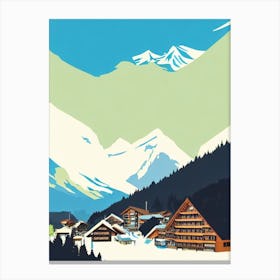 Grindelwald, Switzerland Midcentury Vintage Skiing Poster Canvas Print