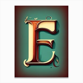 E, Letter, Alphabet Retro Drawing 4 Canvas Print