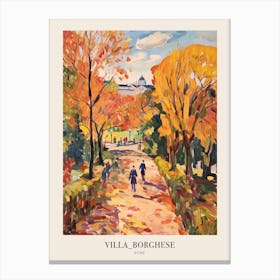 Autumn City Park Painting Villa Borghese Gardens Rome 2 Poster Canvas Print