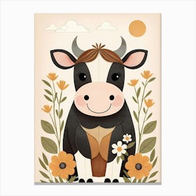 Floral Cute Baby Cow Nursery (12) Canvas Print