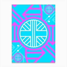 Geometric Glyph in White and Bubblegum Pink and Candy Blue n.0070 Canvas Print