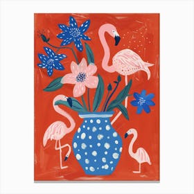 Flamingos In A Vase Canvas Print