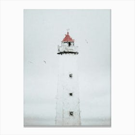 White Lighthouse, Oil Painting Canvas Print