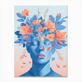 Beautiful Woman With Flowers On Her Head 1 Canvas Print