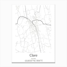 Clare,Australia Minimalist Map Canvas Print