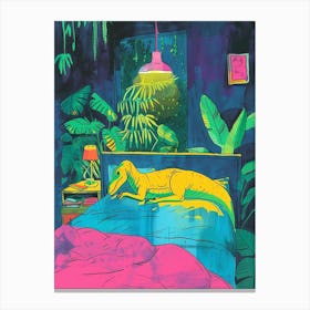 Dinosaur Snoozing In Bedroom Canvas Print