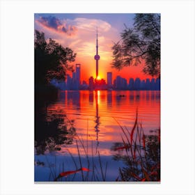 Sunset In Shanghai Canvas Print