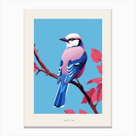 Minimalist Blue Jay 1 Bird Poster Canvas Print