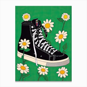 Daisy Fields at Your Feet: Floral Sneaker Magic Canvas Print