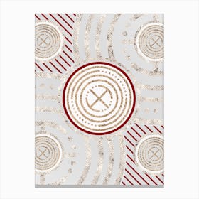 Geometric Abstract Glyph in Festive Gold Silver and Red n.0093 Canvas Print
