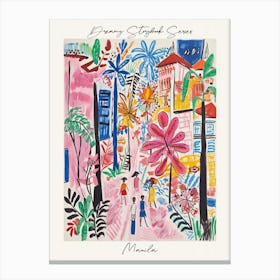 Poster Of Manila, Dreamy Storybook Illustration 4 Canvas Print