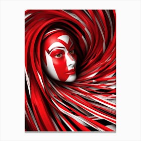 Red And White Woman In A Spiral Canvas Print