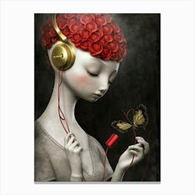 Girl Listening To Music 9 Canvas Print
