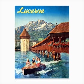 Lucerne, Chapel Bridge and Water Tower, Switzerland Canvas Print