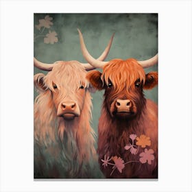 Dreamy Cloudy Highland Cows 2 Canvas Print