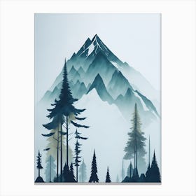 Mountain And Forest In Minimalist Watercolor Vertical Composition 332 Canvas Print