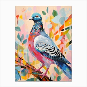 Bird Painting Collage Pigeon 1 Canvas Print
