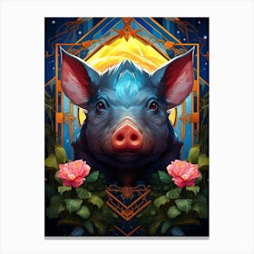Pig In The Moonlight Canvas Print
