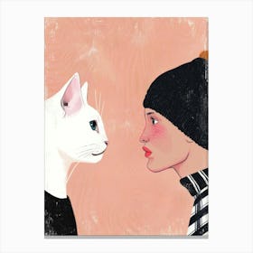 Cat And Woman 2 Canvas Print