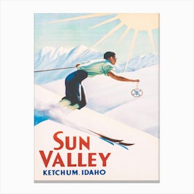 Sun Valley Idaho Vintage Ski Poster 1 Canvas Print
