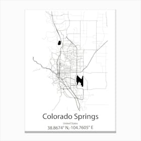 Colorado Springs,United States Minimalist Map 1 Canvas Print