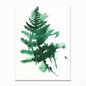 Green Ink Painting Of A Staghorn Fern 2 Canvas Print