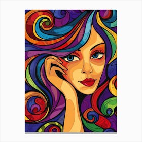 Girl With Colorful Hair 3 Canvas Print