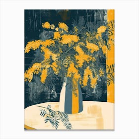 Mimosa Flowers On A Table   Contemporary Illustration 7 Canvas Print