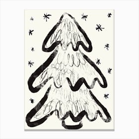 Christmas Tree And Snow (White) Canvas Print