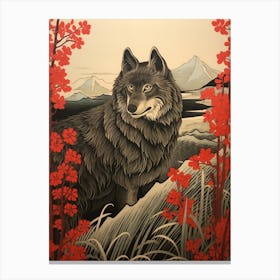 Japanese Wolf Illustration 2 Canvas Print