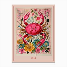 Floral Animal Painting Crab 4 Poster Canvas Print