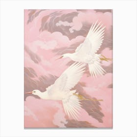 Pink Ethereal Bird Painting Dipper 2 Canvas Print