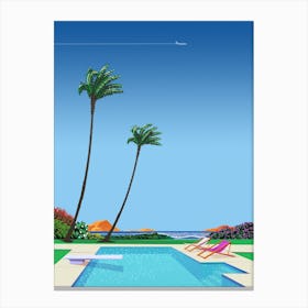 Texas, USA, pool, beach — City Pop art, retrowave/vaporwave poster, 80s, aesthetic poster Canvas Print