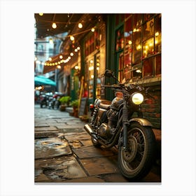 Motorcycle Parked On The Street 1 Canvas Print