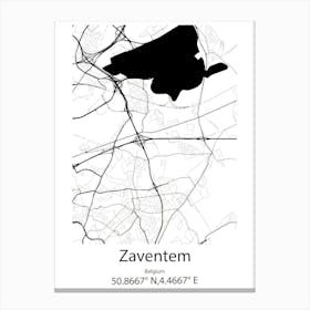 Zaventem,Belgium Minimalist Map Canvas Print