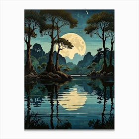 William Morris Full Moon Over The Water Canvas Print