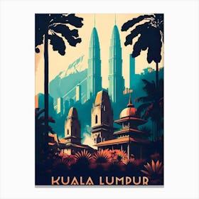 Kuala Lumpur Malaysia Travel Retro Canvas Print