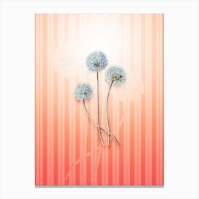 Blue Leek Flower Vintage Botanical in Peach Fuzz Awning Stripes Pattern n.0065 Canvas Print