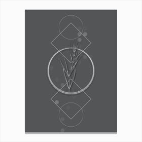 Vintage Siberian Solomon's Seal Botanical with Line Motif and Dot Pattern in Ghost Gray n.0368 Canvas Print