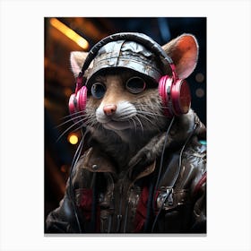 Cyberpunk Style A Possum Wearing Headphones 2 Canvas Print
