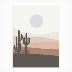 Cactus And Desert Landscape Canvas Print