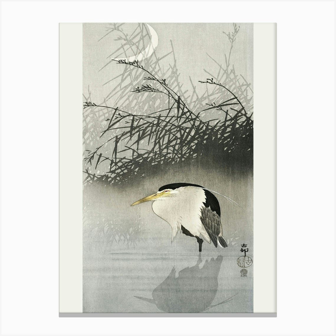Heron At New Moon (1900 1910), Ohara Koson Canvas Print by Fy! Classic Art Prints and Posters