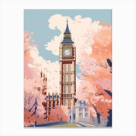 Big Ben, London   Cute Botanical Illustration Travel 8 Canvas Print
