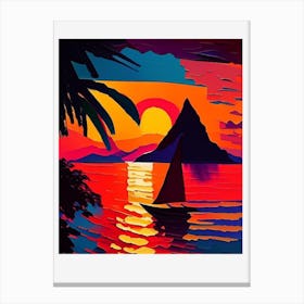 Square Acrylic Bay Sunset Canvas Print