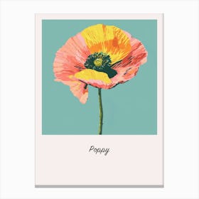 Poppy 2 Square Flower Illustration Poster Canvas Print