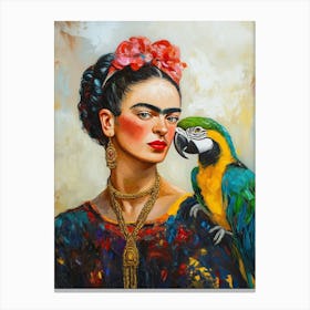 Frida Bunte Papageien Liebe, Bunte popart Malerei Canvas Print