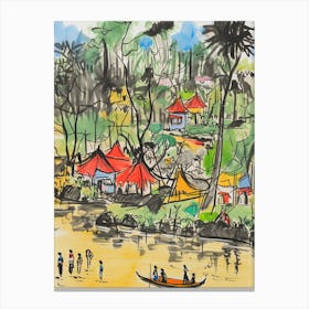 Dhaka, Dreamy Storybook Illustration 4 Canvas Print